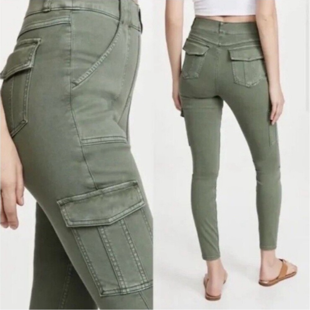 SPANX Women's M Stretch Twill Ankle‎ Cargo Pant Soft Sage Utility Skinny Pull On